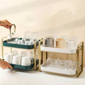 カップラック キッチンラック 収納ラック おしゃれ INS カップ収納棚 2段 キッチンドレンラック 水切りトレイ 水気取りラック 大容量 多目的カップラック 一人暮らし 新居祝い 引っ越し プレ