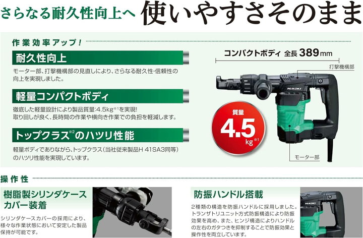 楽天市場】HiKOKI ［ ハイコーキ ] 電動ハンマ H41SA4(N) ［六角 