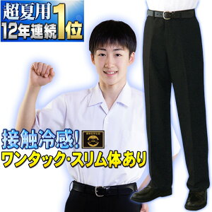 学生服 【ランキング9年連続No.1 超清涼】裾上無料 夏ズボン 超軽量 超速乾 はき心地爽快 ワンタックも併売 丸洗いOK 全国標準型