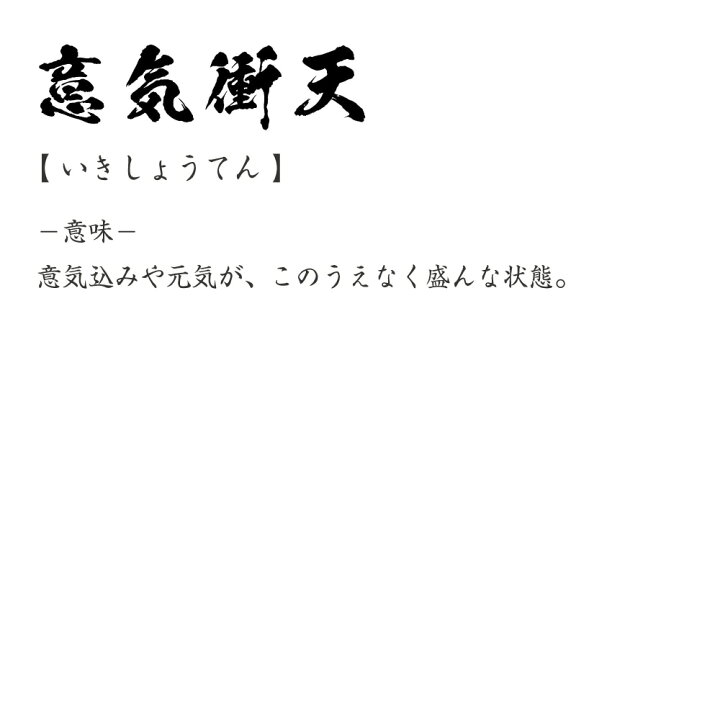 楽天市場 意気衝天 いきしょうてん オリジナル プリント Tシャツ 書道 習字 四字熟語 メンズ レディース キッズ S M L Ll Xl Xxl 1 130 140 150 G S G M G L つなぎ服と作業服のワークプロ