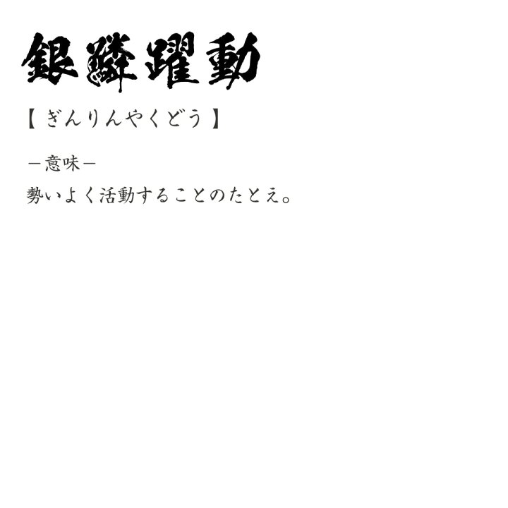 楽天市場 ポイント10倍 決算セール 銀鱗躍動 ぎんりんやくどう オリジナル プリント Tシャツ 書道 習字 四字熟語 メンズ レディース キッズ S M L Ll Xl Xxl 1 130 140 150 G S G M G L つなぎ服と作業服のワークプロ