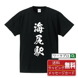 海尻駅 (うみじりえき) オリジナル プリント Tシャツ 書道 習字 【 駅名・鉄道 】 メンズ レディース キッズ S M L LL XL XXL 120 130 140 150 G-S G-M G-L 【 オリジナルTシャツ 面白tシャツ 販促 制服 ユニフォーム イベント 等 】