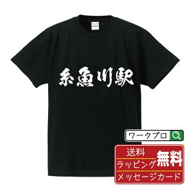 糸魚川駅 (いといがわえき) オリジナル プリント Tシャツ 書道 習字 【 駅名・鉄道 】 メンズ レディース キッズ S M L LL XL XXL 120 130 140 150 G-S G-M G-L 【 おもしろ Tシャツ 面白いtシャツ 男性 女性 子供 チーム サークル 等 】