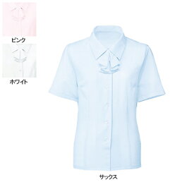 事務服・制服・オフィスウェア ヌーヴォ FB7086 ブラウス/リボン付（半袖） 9号・サックス2