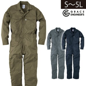 S〜3L GRACE ENGINEER`S グレイスエンジニアーズ 春夏作業服 作業着 シャドーストライプ・サマー長袖ツナギ GE-527