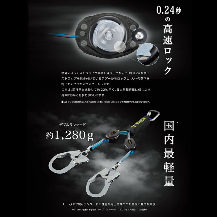 楽天市場】ハーネス＆胴ベルト兼用 ダブルリールランヤード 【世界最小 