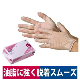 使い捨て手袋 油・洗剤に強い ビニール極薄手袋 粉なし 100P 介護 清掃 S/M/L 川西工業 2023