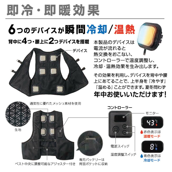 楽天市場】冷暖切替えベスト ULTRA 温熱 冷却 ペルチェベスト 