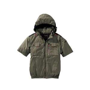 村上被服 V1127 ミドルファン半袖フードジャケット 快適ウェア 空調作業服 空調服 作業着 作業服 半袖 ジャケット ブルゾン ファン バッテリー フード付き UVカット フルハーネス チタン 涼し
