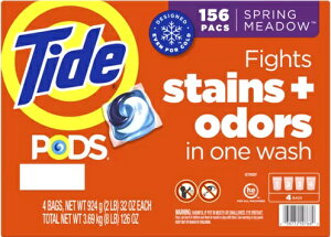 【156個】タイド ポッズ スプリング メドウ 洗濯洗剤 39個 x 4 パック Tide Pods 簡単 時短 人気 ジェルボール 温水 冷水 スプリングメドウの香り