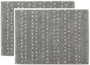 【2枚組】バスラグ 45cm x 60cm フリントグレー お風呂マット バスマット 快適 ふかふか 弾力性 洗濯可 滑り止め 浴槽 洗面所