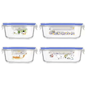 �p�C���b�N�X ���[�~�� �G�A�^�C�g �K���X�X�g���[�W 4�� Pyrex Moomin Airtight Glass Storage 4PC �ۑ��e�� ���� �①�� �H�i�ۑ� ������� �L�����N�^�[ �d�q�����W�Ή� �H��@�Ή� �I�[�u���Ή� �ϔM
