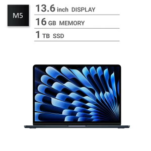 �A�b�v�� Apple/MacBook Air 13�C���`/10�R�ACPU/ 10�R�AGPU/M5�`�b�v /16GB/1TB SSD-�~�b�h�i�C�g Apple MacBook Air 13-inch / 10-core CPU / 10-core GPU / M5 chip / 16GB RAM / 1TB SSD - Midnight /MacBook Air �m�[�g�p�\�R�� ���^ �y