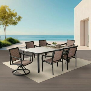�A�W�I Stinsley ���O�p �_�C�j���O 7�_�Z�b�g Agio Stinsley Outdoor Dining 7-piece Set �K�[�f���t�@�j�`���[ �e���X �p�e�B�I �`�F�A �e�[�u���Z�b�g ���b�L���O�`�F�A �p���\���Ή� �A���~ ��]�`�F�A 