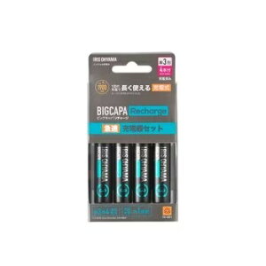 �A�C���X�I�[���} �r�b�N�L���p ���`���[�W �}���[�d��Z�b�g �P3�`4�t BCR-SQC3MH�^4S IRIS OHYAMA BIGCAPA Rechargeable Battery AA x 4 pieces & Charger Bundle BCR-SQC3MH�^4S ��e�� �܂Ƃߔ��� �������� �{�^���d