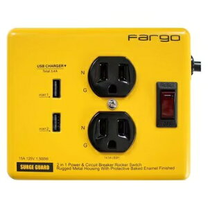 Fargo �X�`�[���^�b�v AC2�� USB2�� 3.4A PT410YE Fargo AC/USB Steel Tap AC x 2port USB x 2port 3.4A PT410YE �����R�[�h ���K�[�h USB �ߓd