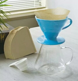 日本製【ブルー】ハリオ V60 セラミック ドリッパーセット HARIO V60 Ceramic Dripper Set 耐熱ガラス 円錐形 豆 抽出 ホット アイス コーヒー 珈琲 電子レンジ可 食洗機可