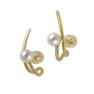 �_�C�������h �f�U�C���s�A�X 18KYG ������ 6.5mm 0.09�J���b�g 18 KYG 6.5 mm Akoya Pearl Earrings with 0.09ctw Diamonds �W���G���[ �v���[���g �L�O�� �a���� �M�t�g