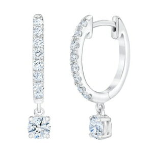 14K �z���C�g�S�[���h 1.00�J���b�g ���E���h�J�b�g �_�C�������h �_���O���t�[�v�s�A�X 14K White Gold 1.00ct Round Cut Diamond Dangle Hoop Earrings �W���G���[ �v���[���g �L�O�� �a���� �M�t�g