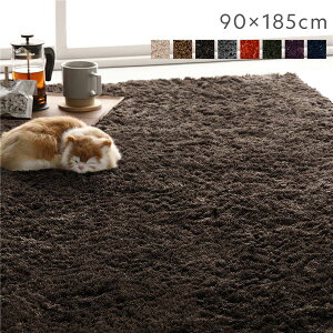 【送料無料】ラグマット 絨毯 約90×185cm 約1畳 ブラウン 長方形 洗える 洗濯機対応 滑り止め付き 軽量 持ち運び便利 ホットカーペット対応 オールシーズン対応 折りたたみ収納可 シャギーラ