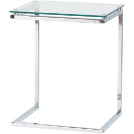 サイドテーブル ミニテーブル 幅45cm クリア スチール 強化ガラス製 ガラス天板 組立品 リビング ダイニング インテリア家具