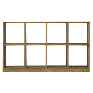 シェルフ 収納ラック 〔2×4段〕 ナチュラル 木製 パイン材 スリム 収納家具 オープンラック ローゼル 組立品【代引不可】