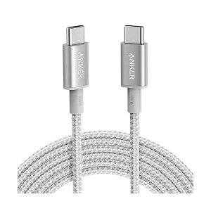 �A���J�[�W���p�� ANKER ���ϋv�i�C���� USB-C��USB-C �P�[�u�� 3.0m �V���o�[ A8758541 1�{