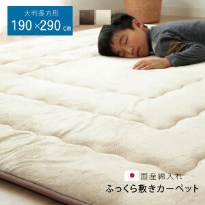 【送料無料】ラグマット/こたつ敷布団 【ベージュ 約190×290cm】 国産固綿40mm使用 マイクロファイバー地 ふっくら敷 騒音軽減 〔リビング〕【代引不可】