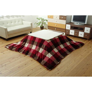 【送料無料】こたつ布団カバー 【正方形 チェック柄 レッド 約195×195cm】 撥水機能 ファスナー付き フランネル 〔リビング〕【代引不可】