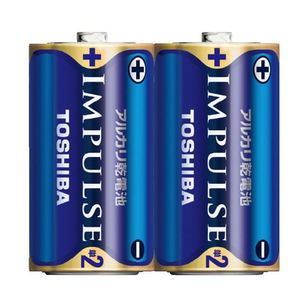 まとめ）東芝 インパルス アルカリ乾電池 単2電池 2個パック【×50 