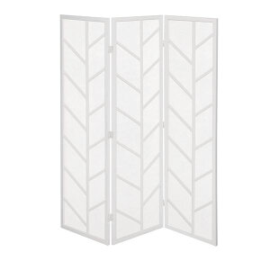 衝立/パーテーション 3連 【ホワイト】 幅440×奥行20×高さ1500mm×3枚 木製 不織布 スチール 完成品 〔リビング 和室〕【代引不可】