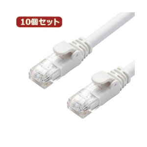 �y10�Z�b�g�z �G���R�� LAN�P�[�u��/CAT6A/�X�^���_�[�h/1m/�z���C�g LD-GPA/WH1X10