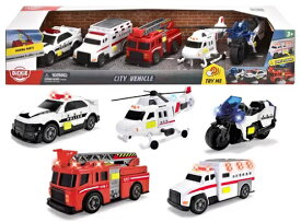 はたらくくるま5個セット おもちゃ 玩具 ミニカー くるま 車 働く車 救急ヘリコプター パトカー 消防車 バイク 救急車 プレゼント クリスマス Small Action Series