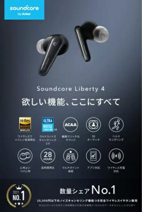 楽天市場】新品 アンカー サウンドコア Liberty 4 ミッドナイト 