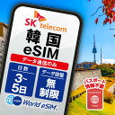 韓国 SK Telecom eSIM パスポート不要 データ無制限 選べる SIM SIMカード プリペイドSIM データ 通信 無制限 メール…