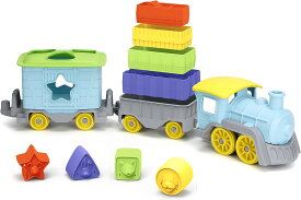 Green Toys グリーントイズ スタック&トレイン 12ピース 電車 はたらくクルマ 再生プラスチック 水洗い可 車 おもちゃ 並行輸入品