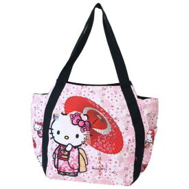 サンリオ プリントバルーンバッグ ハローキティ 和柄 桜和傘 Sanrio バッグ トートバッグ 軽量 大容量 サンリオキャラクターズ 代引不可商品