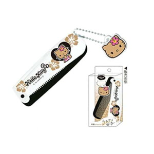 サンリオ ハローキティ 日焼けシリーズ マスコット付き前髪カプセルコーム レオパード ヒョウ柄 折りたたみ ヘアブラシ くし Sanrio クラックス 代引不可商品