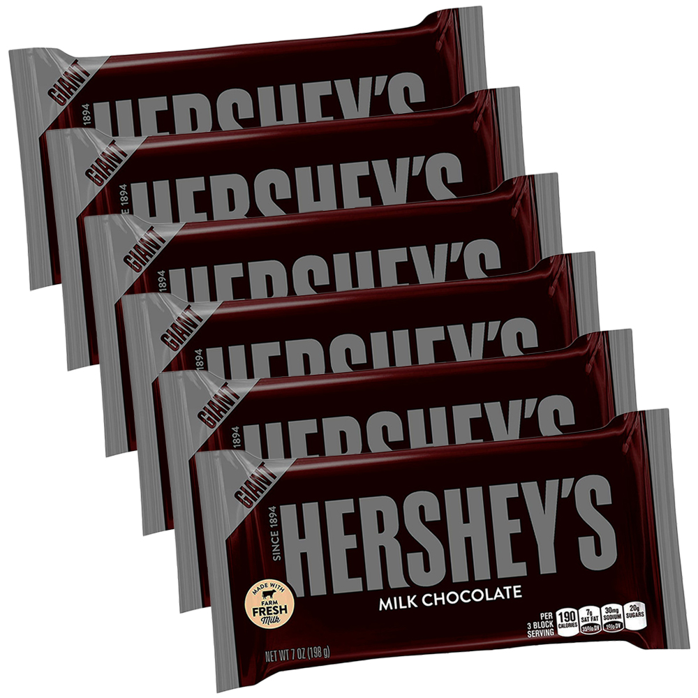 定番の人気シリーズPOINT ポイント 入荷 ハーシー独自の風味を活かしたジャンボサイズの板チョコレート Hershey ハーシー ジャイアント ミルクチョコレート １９８ｇ AL完売しました。 アメリカ USA 送料無料 ６個セット