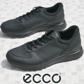 エコー ecco メンズ スニーカー エクソストライド M ロー カジュアルシューズ ローカット レザースニーカー ウォーキング 紐靴 本革 835314 01001 ブラック 黒 送料無料 あす楽 evid