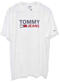トミージーンズ TOMMY JEANS メンズ レディース ロゴプリントTシャツ 半袖 トップス ウェア アパレル クルーネック 丸首 ショートスリーブ 綿100％ カットソー DM10103 YBR ホワイト C87 トワイライトネイビー 服 送料無料 evid