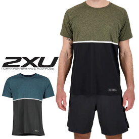 ツー タイムズ ユー 2XU メンズ 半袖 Tシャツ スポーツウェア ワークアウト MR6477AZ アパレル トップス 服 運動着 アルパイン/ブラック アクアマリン/ブラック 送料無料 evid