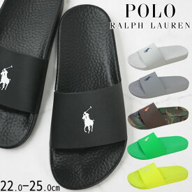 ポロ ラルフローレン POLO RALPH LAUREN レディース サンダル ポロスライド-SN-SLI スライドサンダル シャワーサンダル シャワサン カジュアルシューズ P41T ブラック 黒 ホワイト 白 グレー ダークグリーン柄 グリーン イエロー 靴 送料無料 あす楽 evid