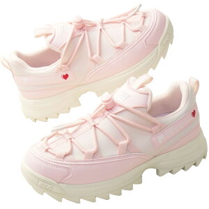 \最大6%クーポン有 10/28〜/フィラ ディストーターアジャスト ハート レディース 厚底 靴 スニーカー ローカット レースアップ シャークソール ピンク/ガーデニア WFW25086 送料無料 最強翌日