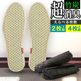 強力 消臭 インソール 竹炭 抗菌 4枚入 2枚入 1足分 2足分セット 吸汗 除湿 脱臭 足が臭わない 中敷き ムレ防止 通気性 洗える 靴 匂い消し 臭わない 蒸れない靴下 サラサラ さらっと 靴 スニーカー 革靴 レディース メンズ 大人用 22.5 -27.5
