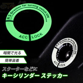キーシリンダー ステッカー 発光 蓄光 シール 保護 傷防止 キーベゼル イグニッション カバー スクーター バイク 自動車 軽自動車 安全 便利 アイテム 簡単装着 人気