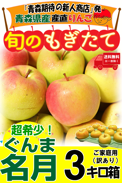 楽天市場】青森 りんご 3kg箱ぐんま名月 訳あり/家庭用 重量選べる旬