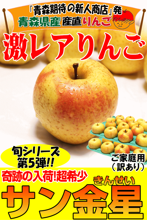 楽天市場】激レア！即日発送 青森 りんご サン金星 3kg・5kg・10kg箱