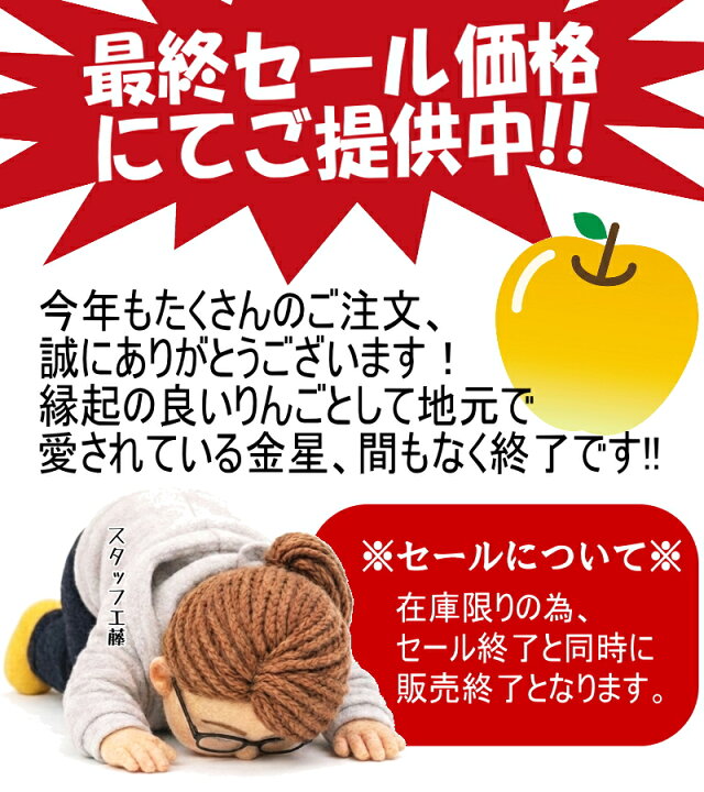 楽天市場】【最終セール2080円⇒1880円】青森 りんご 3kg 金星 有袋 