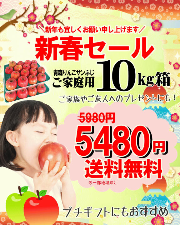 楽天市場】セール！即日発送 青森 りんご サンふじ 10kg箱 家庭用